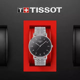 Tissot Everytime Large Black Dial Silver Mesh Bracelet Watch For Men - T109.610.11.077.00