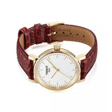 Tissot Everytime Desire Small White Dial Maroon Leather Strap Watch For Women - T109.210.36.031.00