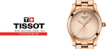 Tissot T Wave Cream Dial Rose Gold Steel Strap Watch For Women - T112.210.33.451.00