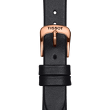 Tissot T Wave Diamond Mother of Pearl Dial Black Leather Strap Watch For Women - T112.210.36.111.00