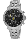 Tissot PRC 200 Chronograph Black Dial Silver Steel Strap Watch For Men - T114.417.11.057.00