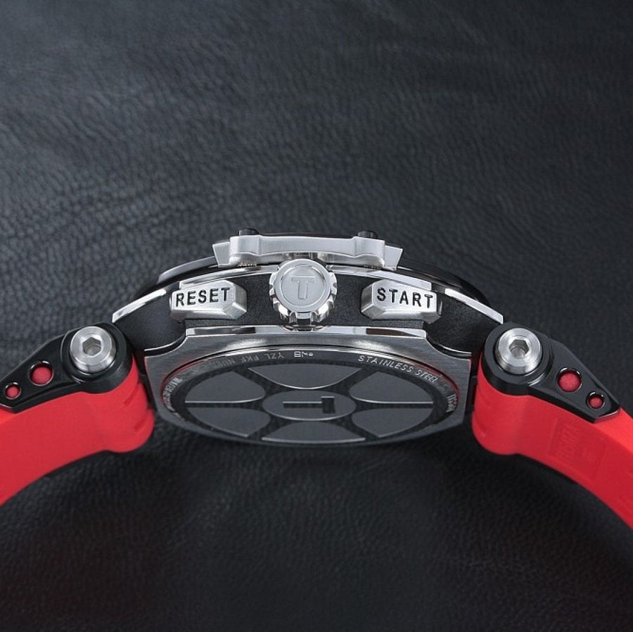 Tissot T Race Chronograph Black Dial Red Silicone Strap Watch For Men - T115.417.27.051.00