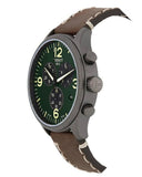 Tissot T Sport Chrono XL Green Dial Brown Leather Strap Watch For Men - T116.617.36.097.00