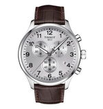 Tissot T Sport Chrono XL Classic Silver Dial Brown Leather Strap Watch For Men - T116.617.16.037.00