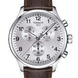 Tissot Chrono XL Silver Dial Brown Leather Strap Watch For Men - T116.617.16.037.00