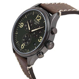 Tissot T Sport Chrono XL Green Dial Brown Leather Strap Watch For Men - T116.617.36.097.00