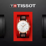 Tissot Carson Premium Chronograph White Dial Brown Leather Strap Watch For Men - T122.417.36.011.00