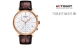 Tissot Carson Premium Chronograph White Dial Brown Leather Strap Watch For Men - T122.417.36.011.00