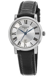 Tissot Carson Premium Lady Silver Dial Black Leather Strap Watch For Women - T122.210.16.033.00