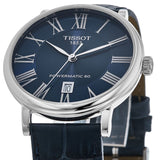 Tissot Carson Premium Powermatic 80 Automatic Blue Dial Blue Leather Strap Watch For Men - T122.407.16.043.00