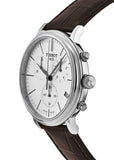 Tissot Carson Premium Chronograph White Dial Brown Leather Strap Watch For Men - T122.417.16.011.00