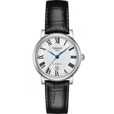 Tissot Carson Premium Automatic Lady White Dial Black Leather Strap Watch for Women - T122.207.16.033.00