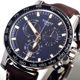 Tissot Supersport Chrono Blue Dial Brown Leather Strap Watch For Men - T125.617.16.041.00