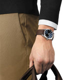 Tissot Gentleman Blue Dial Brown Leather Strap Watch For Men - T127.410.16.041.00