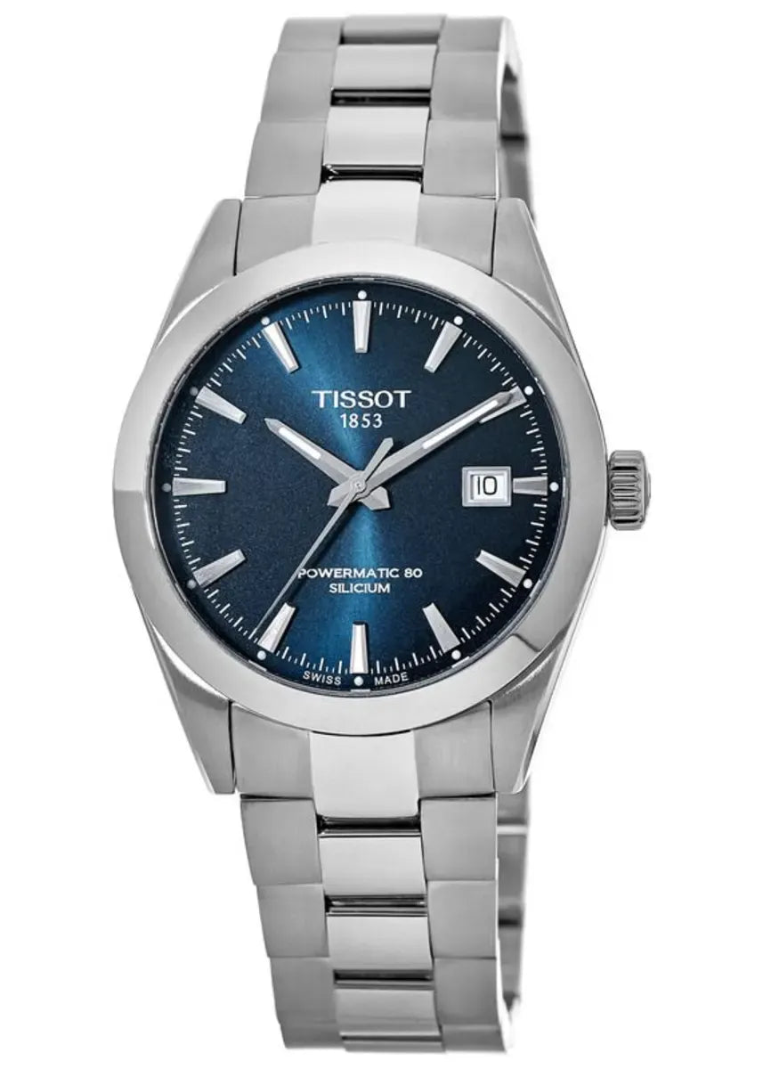 Tissot Gentlemen Powermatic 80 Silicium Blue Dial Silver Steel Strap Watch For Men - T127.407.11.041.00