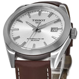 Tissot Gentleman Powermatic 80 Silicium Silver Dial Brown Leather Strap Watch For Men - T127.407.16.031.01