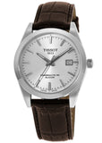 Tissot Gentleman Powermatic 80 Silicium Silver Dial Brown Leather Strap Watch For Men - T127.407.16.031.01