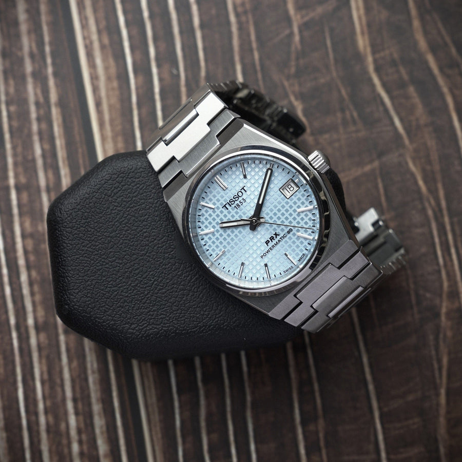 Tissot PRX watch t137-407-11-351-00-3 with light blue dial
