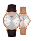 Tissot Everytime Lady Silver Dial Brown Leather Strap Watch for Women - T143.210.36.011.00