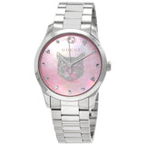 Gucci G Timeless Quartz Mother of Pearl Pink Dial Silver Steel Strap Watch for Women - YA1264166