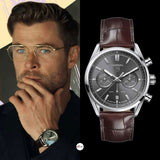 Tag Heuer Carrera Chronograph Grey Dial Brown Leather Strap Watch for Men - CBN2012.FC6483