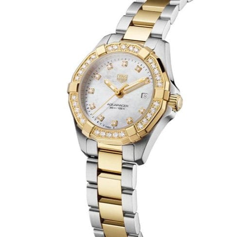 Tag Heuer Aquaracer Diamonds Mother of Pearl Dial Two Tone Steel Strap Watch for Women - WBD1323.BB0320