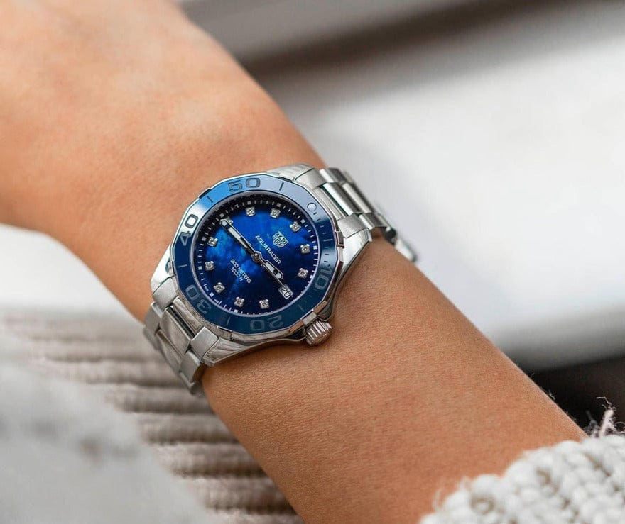 Tag Heuer Aquaracer 35mm Quartz Blue Dial Silver Steel Strap Watch for Women - WSY131L.BA0748