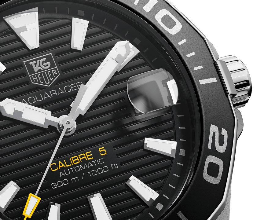 Tag Heuer Aquaracer Automatic Black Dial Silver Steel Strap Watch for Men - WAY211A.BA0928