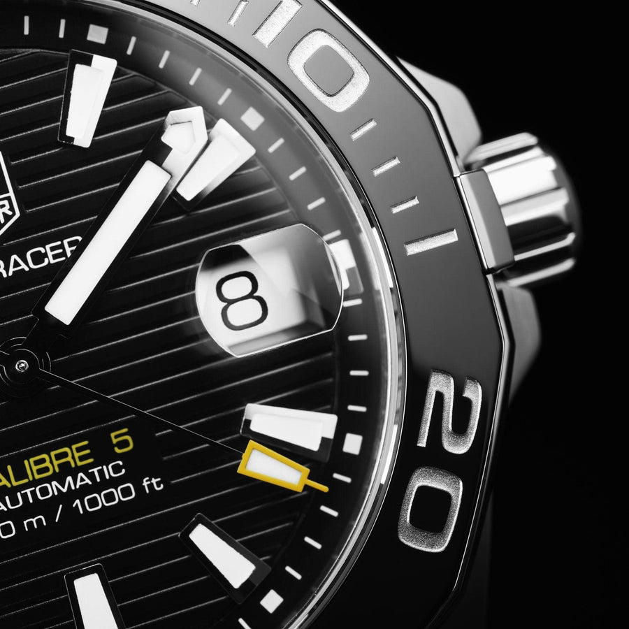 Tag Heuer Aquaracer Automatic Black Dial Silver Steel Strap Watch for Men - WAY211A.BA0928