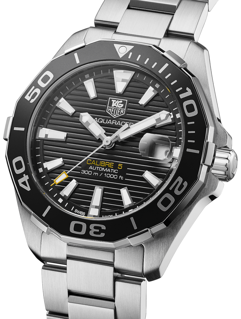 Tag Heuer Aquaracer Automatic Black Dial Silver Steel Strap Watch for Men - WAY211A.BA0928