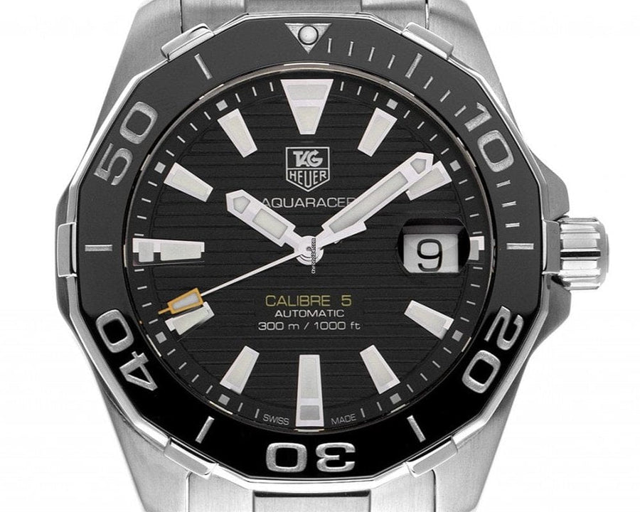 Tag Heuer Aquaracer Automatic Black Dial Silver Steel Strap Watch for Men - WAY211A.BA0928