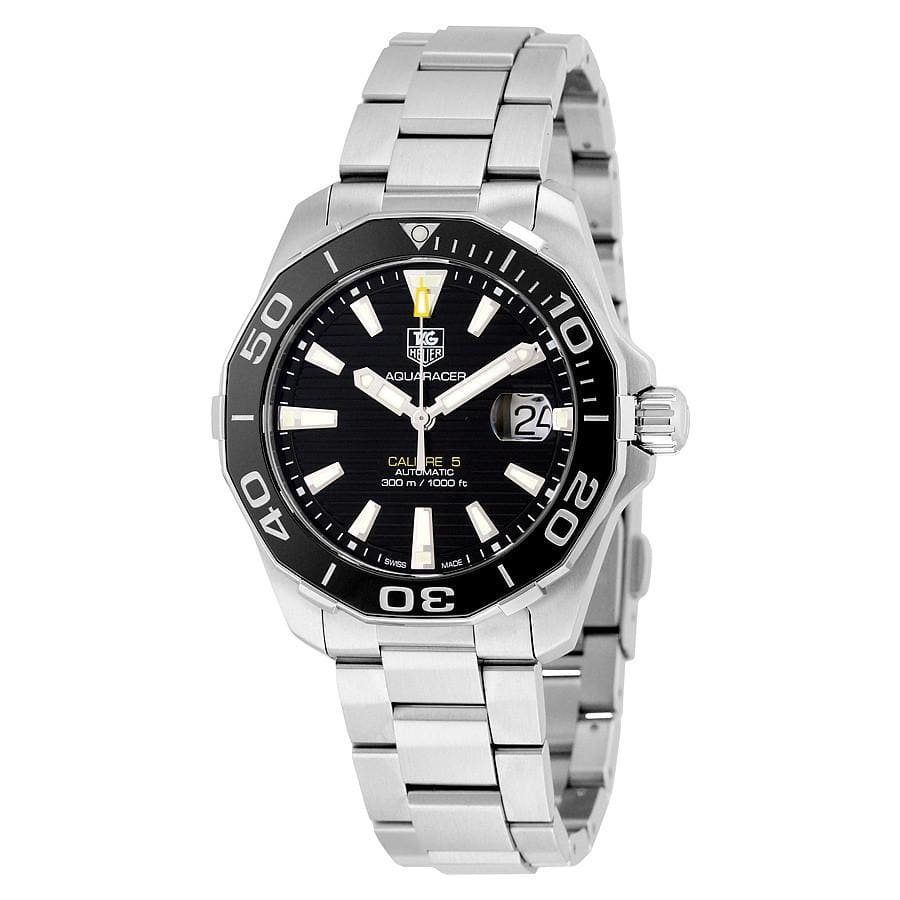 Tag Heuer Aquaracer Automatic Black Dial Silver Steel Strap Watch for Men - WAY211A.BA0928