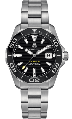 Tag Heuer Aquaracer Automatic Black Dial Silver Steel Strap Watch for Men - WAY211A.BA0928