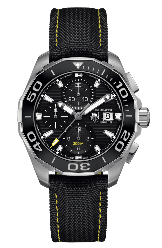 Tag Heuer Aquaracer Automatic Chronograph Black Dial Black Nylon Strap Watch for Men - CAY211A.FC6361