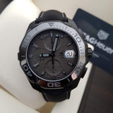 Tag Heuer Aquaracer Automatic Chronograph Special Edition Titanium Grey Dial Black Leather Strap Watch for Men - CAY218B.FC6370