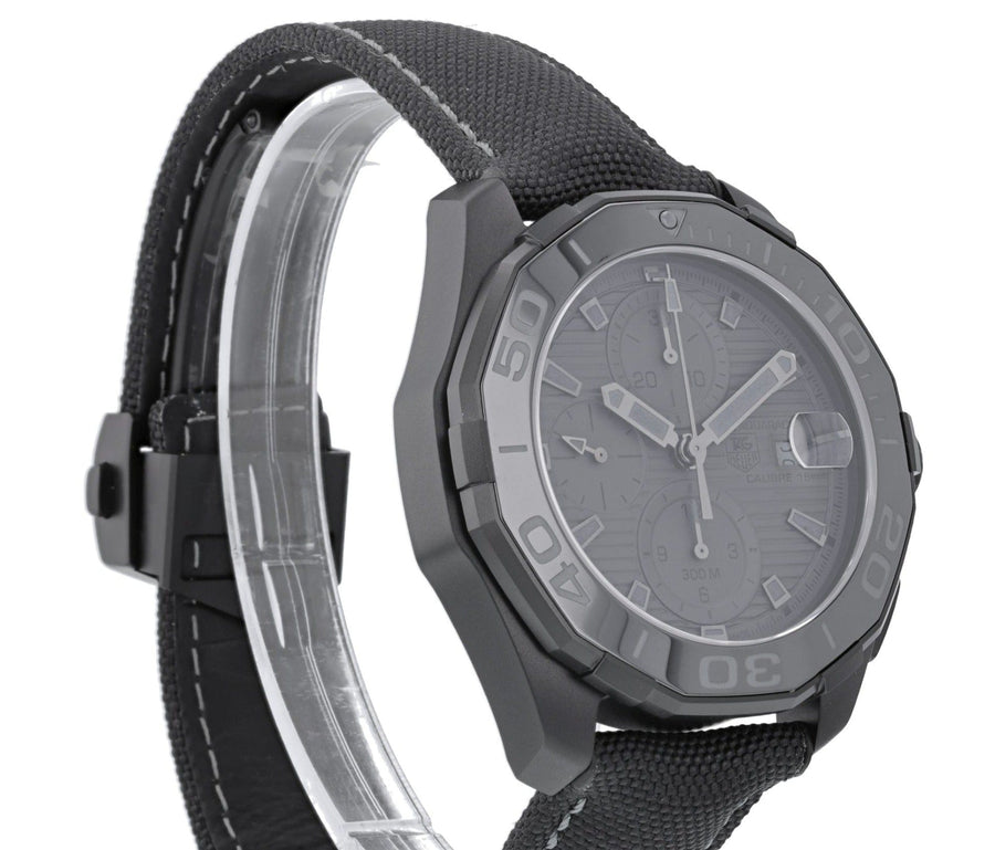 Tag Heuer Aquaracer Automatic Chronograph Special Edition Titanium Grey Dial Black Leather Strap Watch for Men - CAY218B.FC6370