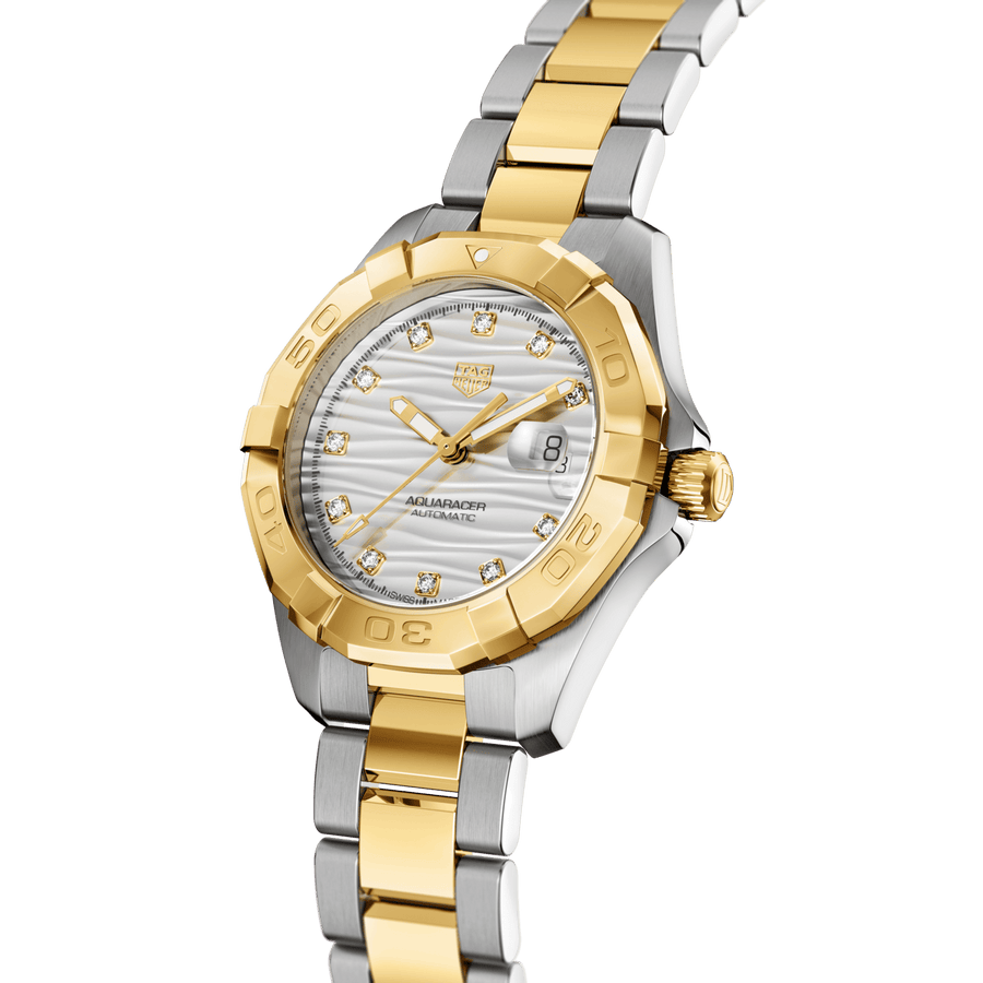 Tag Heuer Aquaracer Automatic Diamonds Silver Dial Two Tone Steel Strap Watch for Women - WBD2321.BB0320