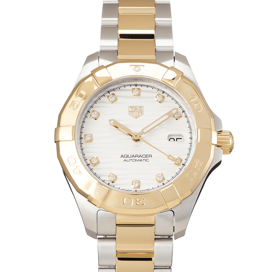 Tag Heuer Aquaracer Automatic Diamonds Silver Dial Two Tone Steel Strap Watch for Women - WBD2321.BB0320