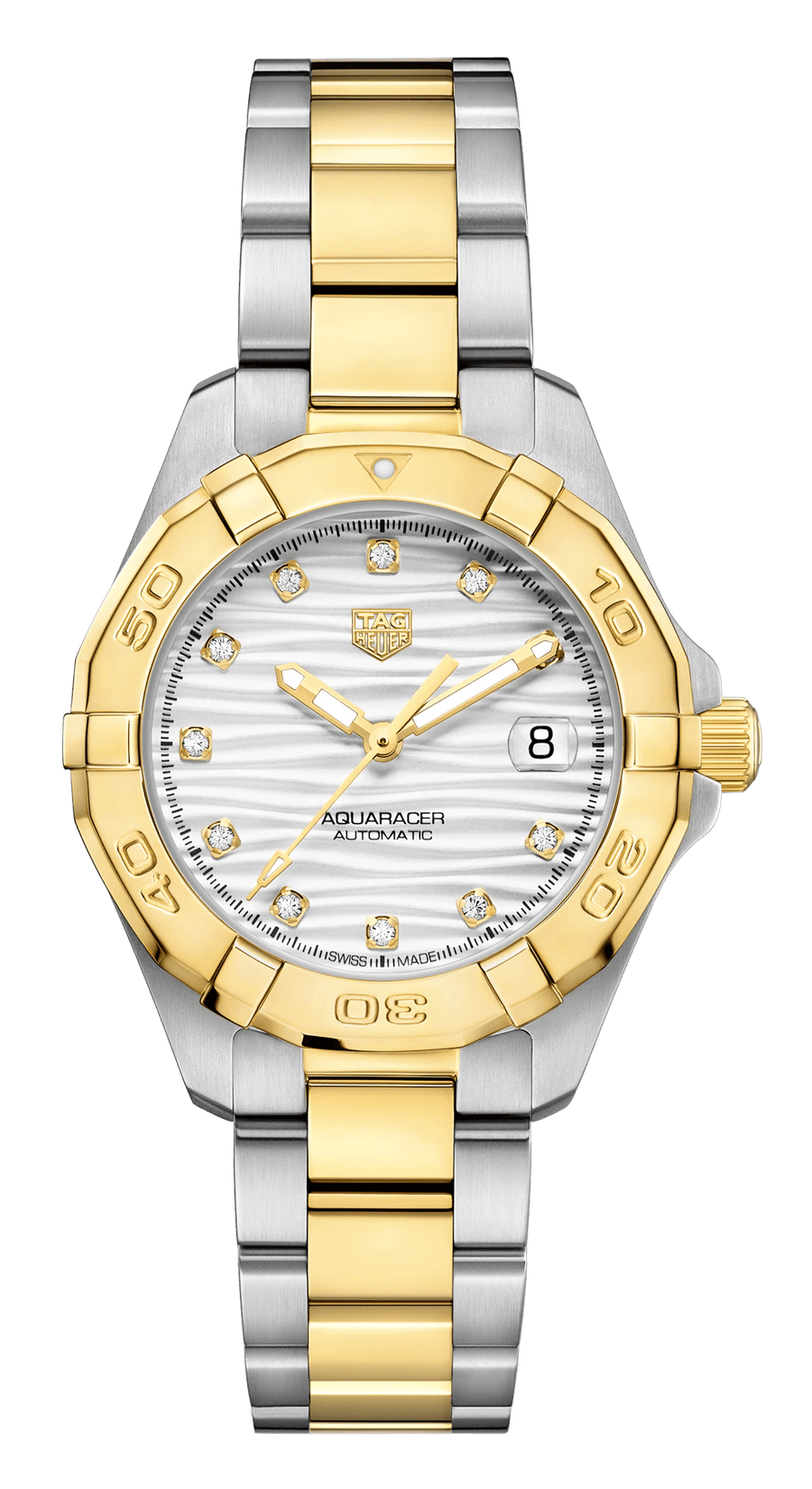 Tag Heuer Aquaracer Automatic Diamonds Silver Dial Two Tone Steel Strap Watch for Women - WBD2321.BB0320