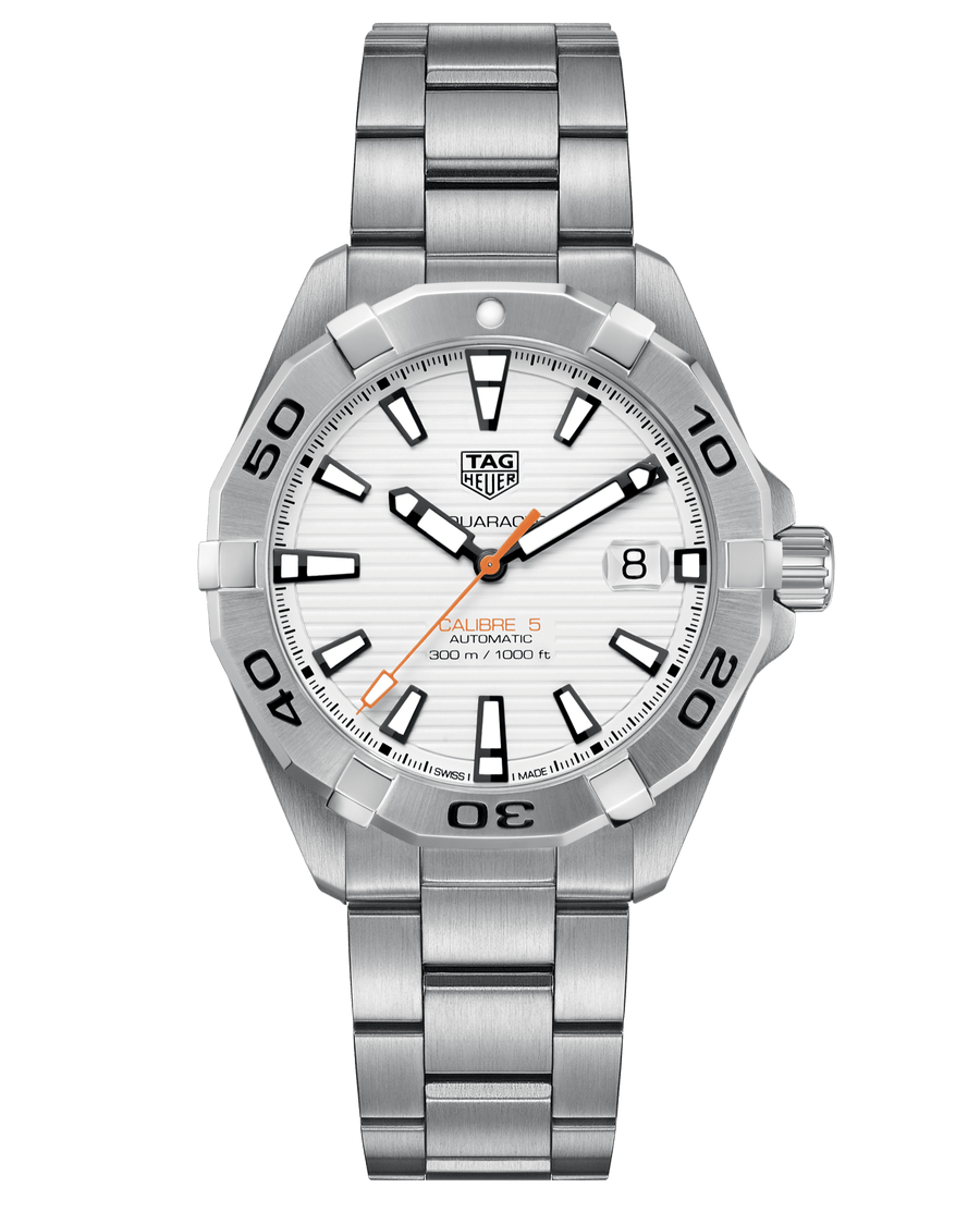 Tag Heuer Aquaracer Automatic White Dial Silver Steel Strap Watch for Men - WBD2111.BA0928