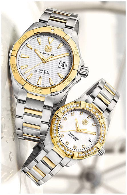 Tag Heuer Aquaracer Automatic White Dial Two Tone Steel Strap Watch for Men - WAY2151.BD0912