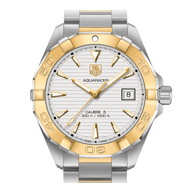 Tag Heuer Aquaracer Automatic White Dial Two Tone Steel Strap Watch for Men - WAY2151.BD0912