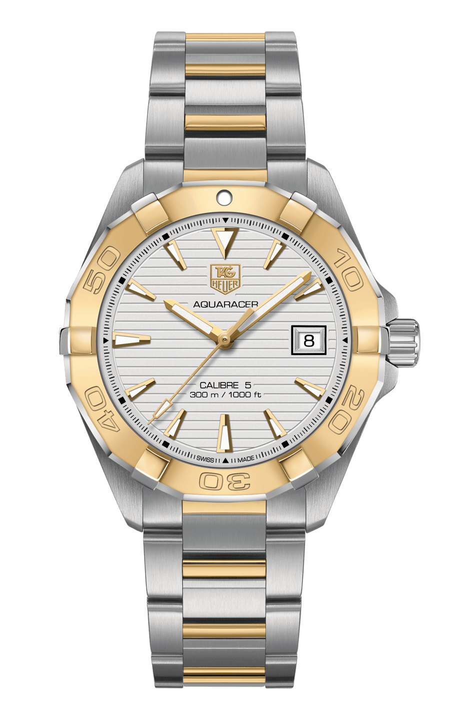 Tag Heuer Aquaracer Automatic White Dial Two Tone Steel Strap Watch for Men - WAY2151.BD0912