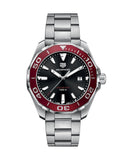 Tag Heuer Aquaracer Black Dial Silver Steel Strap Watch for Men - WAY101B.BA0746