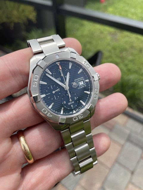 Tag Heuer Aquaracer Caliber 16 Automatic Chronograph Blue Dial Silver Steel Strap Watch for Men - CAY2112.BA0927