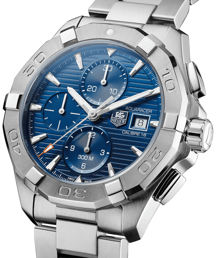 Tag Heuer Aquaracer Caliber 16 Automatic Chronograph Blue Dial Silver Steel Strap Watch for Men - CAY2112.BA0927