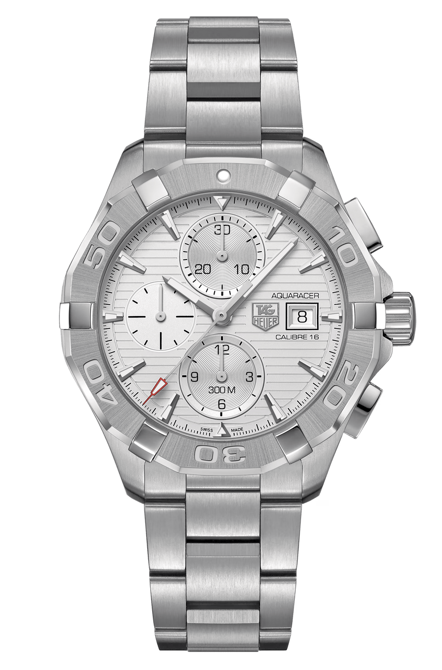 Tag Heuer Aquaracer Caliber 16 Automatic Chronograph White Dial Silver Steel Strap Watch for Men - CAY2111.BA0927