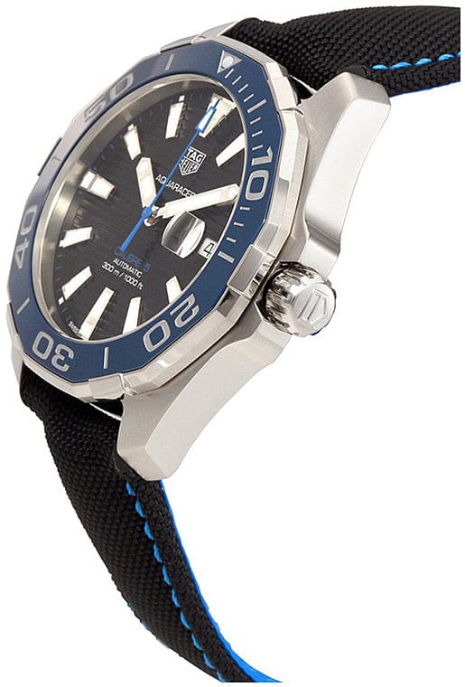 Tag Heuer Aquaracer Calibre 5 Automatic Black Dial Black Nylon Strap Watch for Men - WAY201C.FC6395