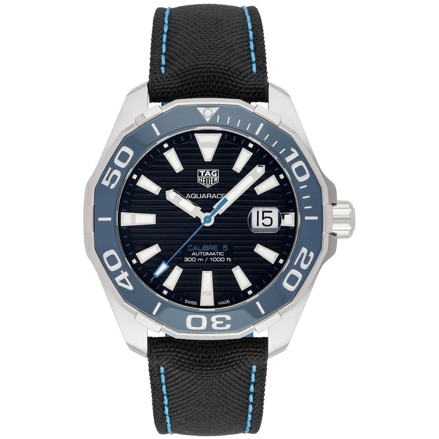 Tag Heuer Aquaracer Calibre 5 Automatic Black Dial Black Nylon Strap Watch for Men - WAY201C.FC6395