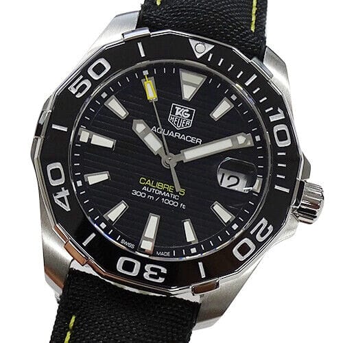Tag Heuer Aquaracer Calibre 5 Automatic Black Dial Black Nylon Strap Watch for Men - WAY211A.FC6362